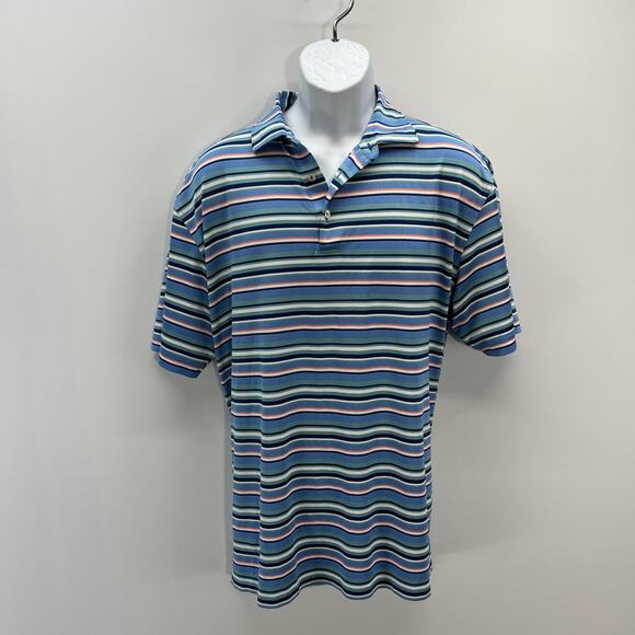 Peter Millar Polo Shirt L Multi Striped Summer Comfort Golf Performance Preppy - Picture 1 of 6